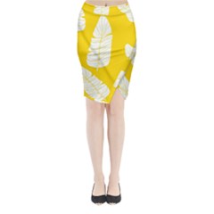 Yellow Banana Leaves Midi Wrap Pencil Skirt from ArtsNow.com