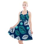 Vibrant Fall Autumn  Halter Party Swing Dress 