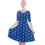 Little White Daisies  Flowers Garden Quarter Sleeve A-Line Dress