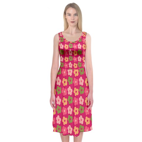 Little Flowers Garden   Midi Sleeveless Dress from ArtsNow.com