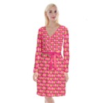 Little Flowers Garden   Long Sleeve Velvet Front Wrap Dress