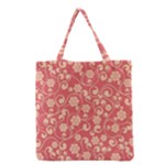 Pink Floral Wall Grocery Tote Bag