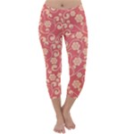 Pink Floral Wall Capri Winter Leggings 