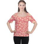 Pink Floral Wall Cutout Shoulder Tee