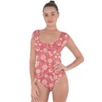 Pink Floral Wall Short Sleeve Leotard 