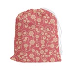 Pink Floral Wall Drawstring Pouch (2XL)