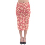 Pink Floral Wall Midi Pencil Skirt