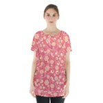 Pink Floral Wall Skirt Hem Sports Top