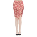 Pink Floral Wall Midi Wrap Pencil Skirt