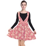 Pink Floral Wall Plunge Pinafore Dress