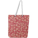 Pink Floral Wall Full Print Rope Handle Tote (Large)