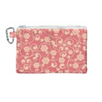 Pink Floral Wall Canvas Cosmetic Bag (Medium)