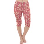 Pink Floral Wall Lightweight Velour Cropped Yoga Leggings