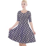 Little Spring Blossom  Quarter Sleeve A-Line Dress