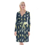 Vintage Vegetables Zucchini Long Sleeve Velvet Front Wrap Dress