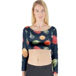 Vintage Vegetables  Long Sleeve Crop Top