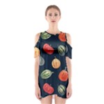 Vintage Vegetables  Shoulder Cutout One Piece Dress