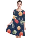 Vintage Vegetables  Quarter Sleeve Waist Band Dress