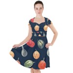 Vintage Vegetables  Cap Sleeve Midi Dress