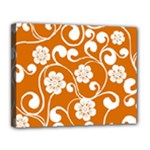 Orange Floral Walls  Canvas 14  x 11  (Stretched)