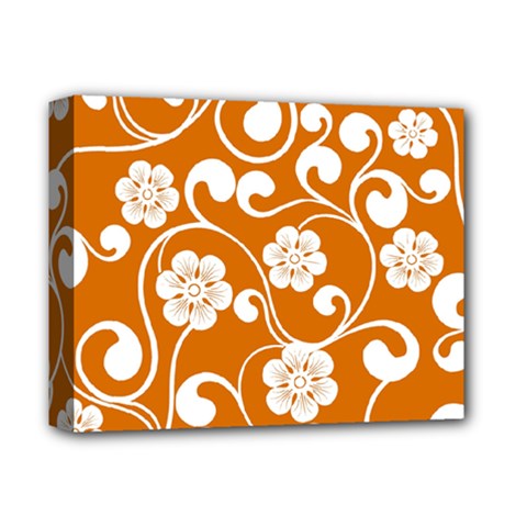 Orange Floral Walls  Deluxe Canvas 14  x 11  (Stretched) from ArtsNow.com