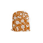 Orange Floral Walls  Drawstring Pouch (Small)