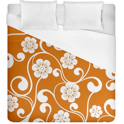 Orange Floral Walls  Duvet Cover (King Size) from ArtsNow.com