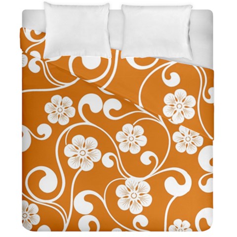 Orange Floral Walls  Duvet Cover Double Side (California King Size) from ArtsNow.com