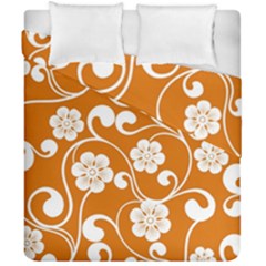 Orange Floral Walls  Duvet Cover Double Side (California King Size) from ArtsNow.com