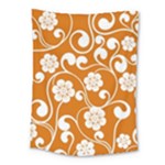 Orange Floral Walls  Medium Tapestry