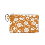 Orange Floral Walls  Canvas Cosmetic Bag (Small)