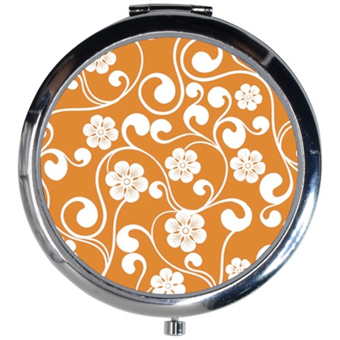 Orange Floral Walls  Mini Round Mirror from ArtsNow.com