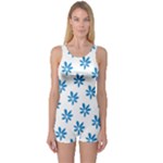 Little Blue Daisies  One Piece Boyleg Swimsuit