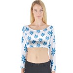 Little Blue Daisies  Long Sleeve Crop Top