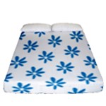 Little Blue Daisies  Fitted Sheet (Queen Size)