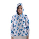 Little Blue Daisies  Women s Hooded Windbreaker