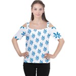 Little Blue Daisies  Cutout Shoulder Tee