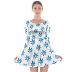 Little Blue Daisies  Long Sleeve Skater Dress