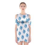 Little Blue Daisies  Shoulder Cutout One Piece Dress