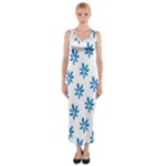 Little Blue Daisies  Fitted Maxi Dress