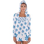 Little Blue Daisies  Long Sleeve Hooded T-shirt