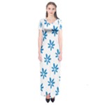 Little Blue Daisies  Short Sleeve Maxi Dress