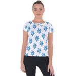 Little Blue Daisies  Short Sleeve Sports Top 