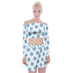 Little Blue Daisies  Off Shoulder Top with Mini Skirt Set