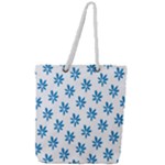 Little Blue Daisies  Full Print Rope Handle Tote (Large)