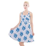 Little Blue Daisies  Halter Party Swing Dress 