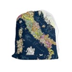 Map Italy Blue  Drawstring Pouch (XL)