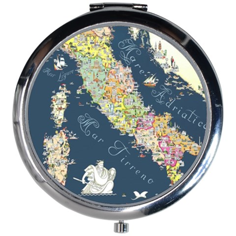 Map Italy Blue  Mini Round Mirror from ArtsNow.com