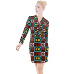 Shapes in shapes                                                                 Button Long Sleeve Dress