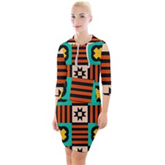 Quarter Sleeve Hood Bodycon Dress 